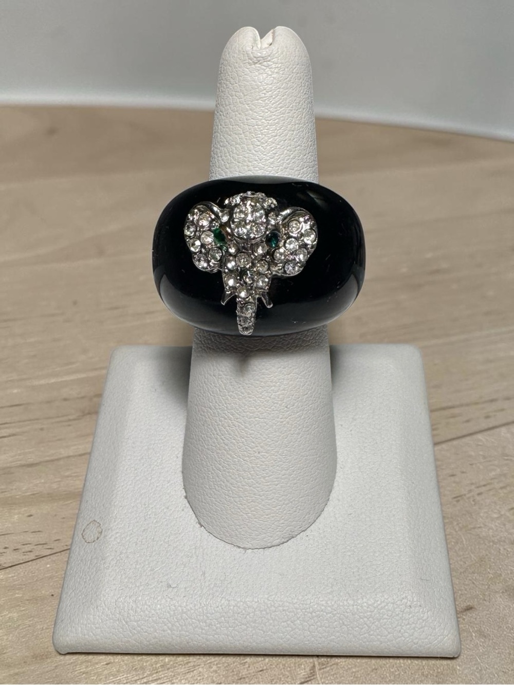 Black Elephant Rhinestone Statement Ring - Picture 2 of 4